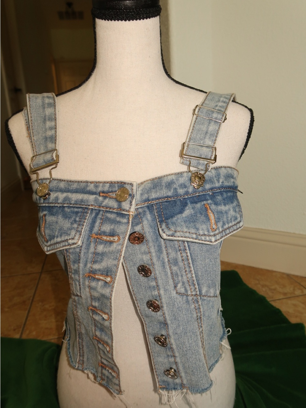 Light Blue Denim Corset-Style Jeans Top - Picture 2 of 8